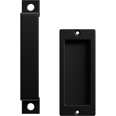 Ekena Millwork 7" Pull Handle & 6" Flush Pull for 1 3/4" Doors, Matte Black GB6001PP4076MB